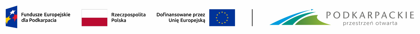 Logotyp fundusze UE/ Podkarpackie/ Doffinansowane przez UE